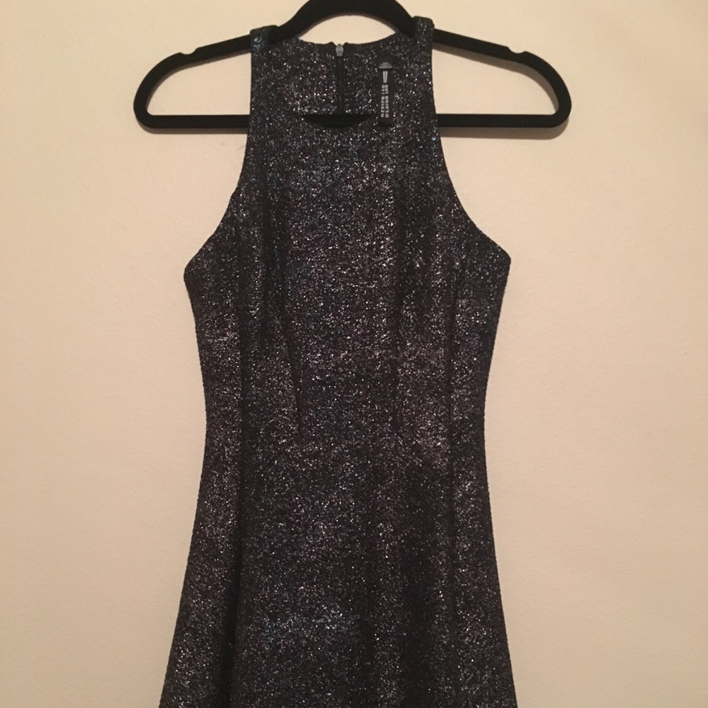 Design Lab Metallic Sparkle Skater Dress SZ M